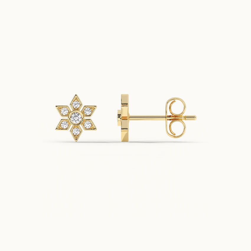 Narcissus Small Diamond Earrings, 14K Gold Vermeil, 1/5 ct Lab Grown Diamond-7
