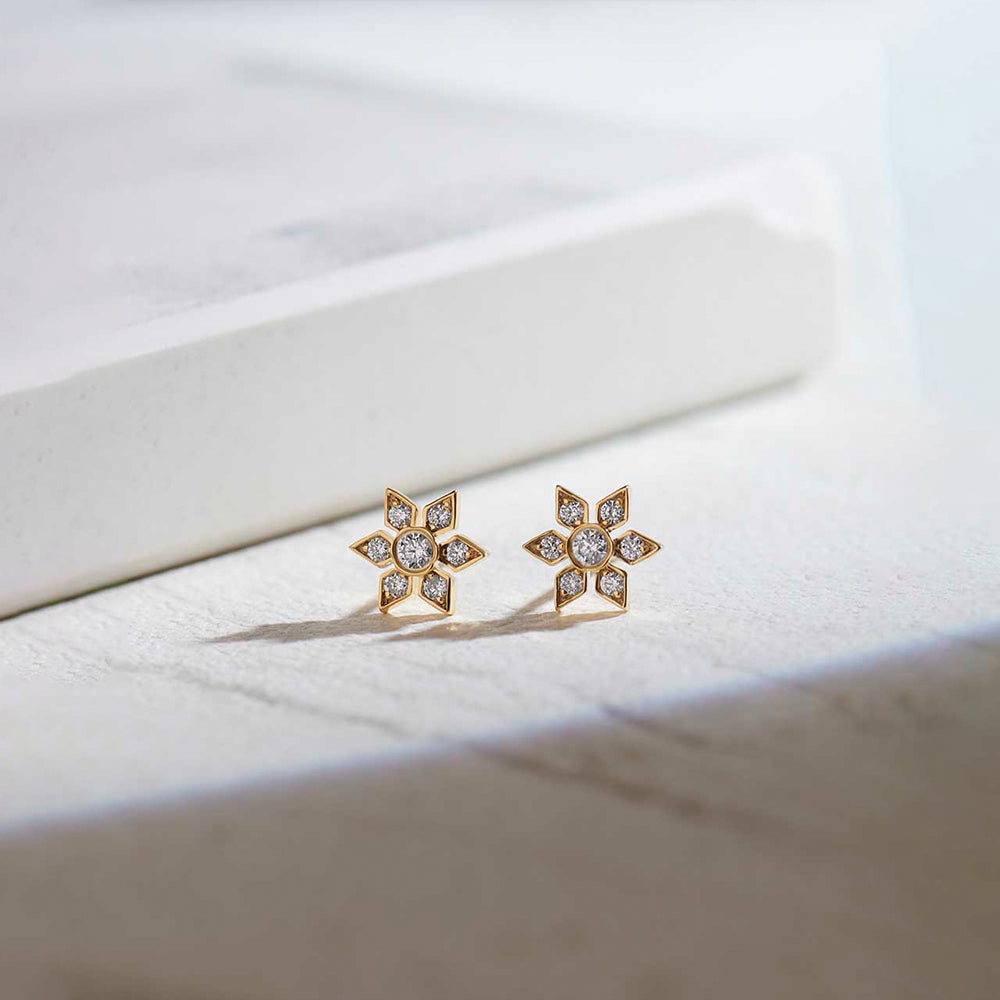Narcissus Small Diamond Earrings, 14K Gold Vermeil, 1/5 ct Lab Grown Diamond-1