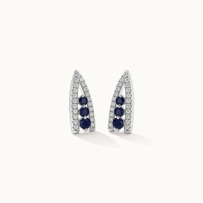 Created Sapphire Wishbone Earrings