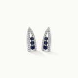 Created Sapphire Wishbone Earrings, Sterling Silver, 1/4 ct Lab Grown Diamond-3