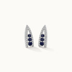Created Sapphire Wishbone Earrings, 14K Solid Gold, 1/4 ct Lab Grown Diamond-3