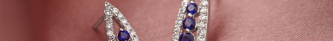 Created Sapphire Wishbone Earrings, 14K Solid Gold, 1/4 ct Lab Grown Diamond-1