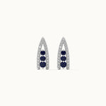 Created Sapphire Wishbone Earrings, Sterling Silver, 1/4 ct Lab Grown Diamond-8