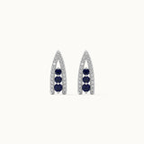 Created Sapphire Wishbone Earrings, 14K Solid Gold, 1/4 ct Lab Grown Diamond-8