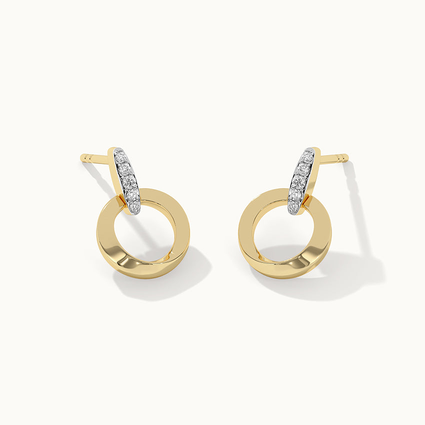 Twisted Round Diamond Earrings, 14K Gold Vermeil, 1/20 ct Lab Grown Diamond-3