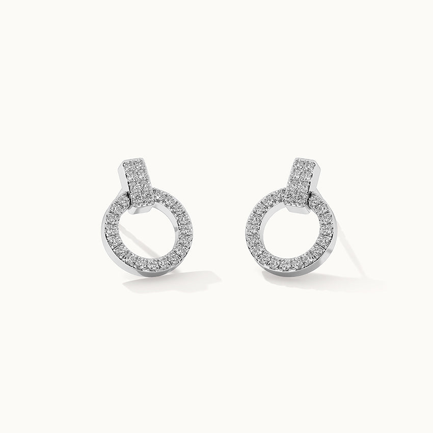 Open Circle Diamond Earrings, Sterling Silver, 1/3 ct Lab Grown Diamond-3