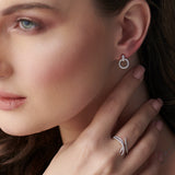 Open Circle Diamond Earrings, Sterling Silver, 1/3 ct Lab Grown Diamond-2