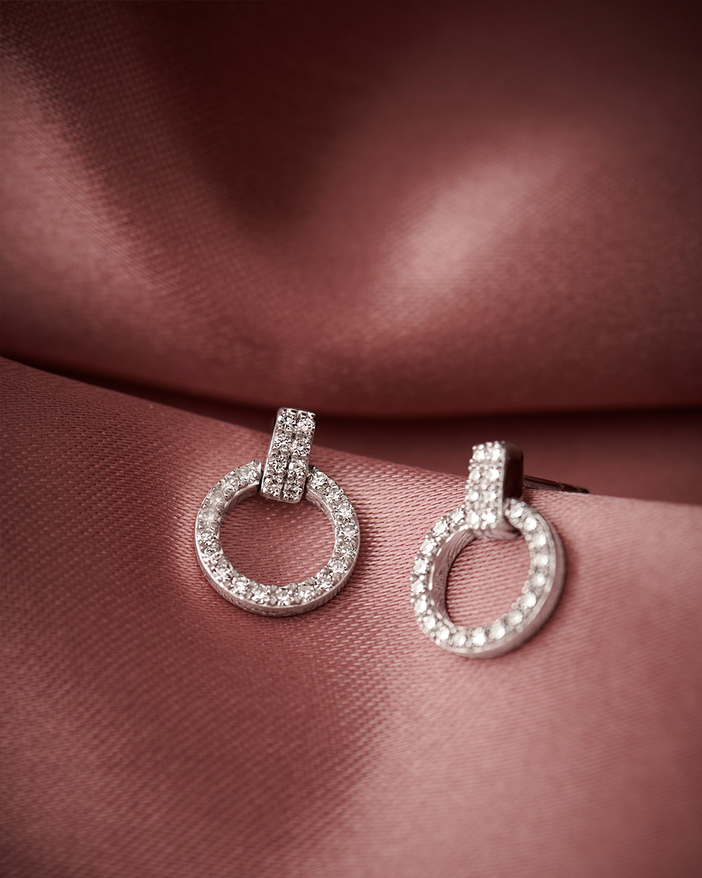 Open Circle Diamond Earrings, Sterling Silver, 1/3 ct Lab Grown Diamond-6