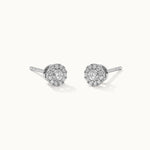 Round Halo Diamond Earrings, Sterling Silver, 3/8 ct Lab Grown Diamond-3