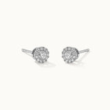 Round Halo Diamond Earrings, Sterling Silver, 3/8 ct Lab Grown Diamond-3
