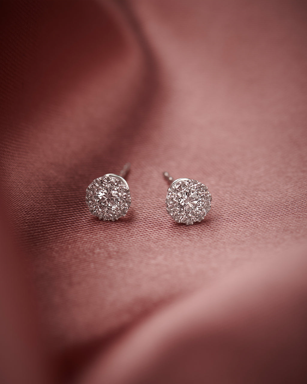 Round Halo Diamond Earrings, Sterling Silver, 3/8 ct Lab Grown Diamond-6