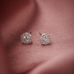 Round Halo Diamond Earrings, Sterling Silver, 3/8 ct Lab Grown Diamond-6