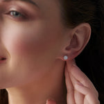 Round Halo Diamond Earrings, Sterling Silver, 3/8 ct Lab Grown Diamond-2