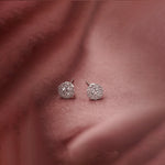 Round Halo Diamond Earrings, Sterling Silver, 3/8 ct Lab Grown Diamond-1