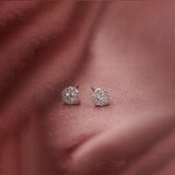 Round Halo Diamond Earrings, Sterling Silver, 3/8 ct Lab Grown Diamond-1