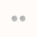 Round Halo Diamond Earrings, Sterling Silver, 3/8 ct Lab Grown Diamond-8