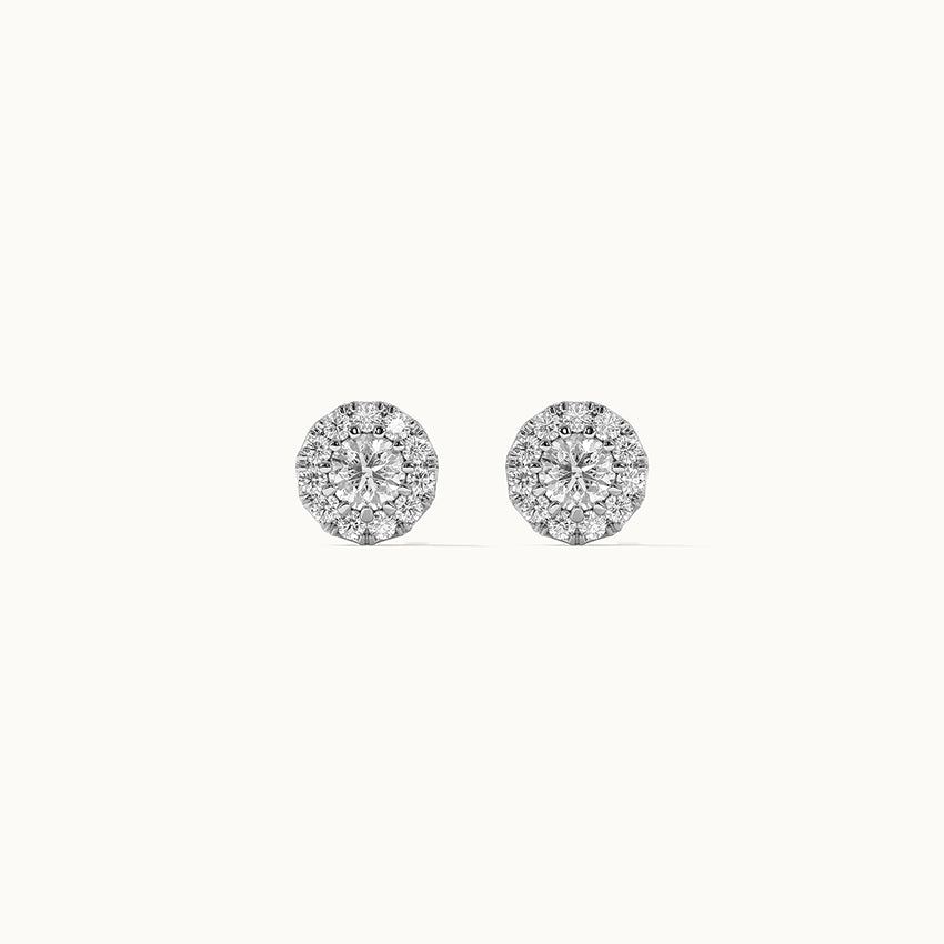 Round Halo Diamond Earrings, Sterling Silver, 3/8 ct Lab Grown Diamond-8