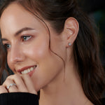 Round Halo Diamond Earrings, Sterling Silver, 3/8 ct Lab Grown Diamond-5