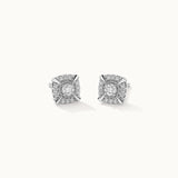 Cushion Halo Diamond Earrings,Sterling Silver,1/3 ct Lab Grown Diamond-3