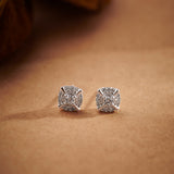 Cushion Halo Diamond Earrings,Sterling Silver,1/3 ct Lab Grown Diamond-5