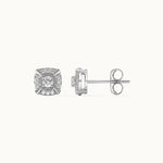 Cushion Halo Diamond Earrings, Sterling Silver, 1/3 ct Lab Grown Diamond-6