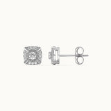 Cushion Halo Diamond Earrings, Sterling Silver, 1/3 ct Lab Grown Diamond-6