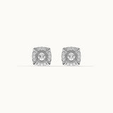 Cushion Halo Diamond Earrings,Sterling Silver,1/3 ct Lab Grown Diamond-7