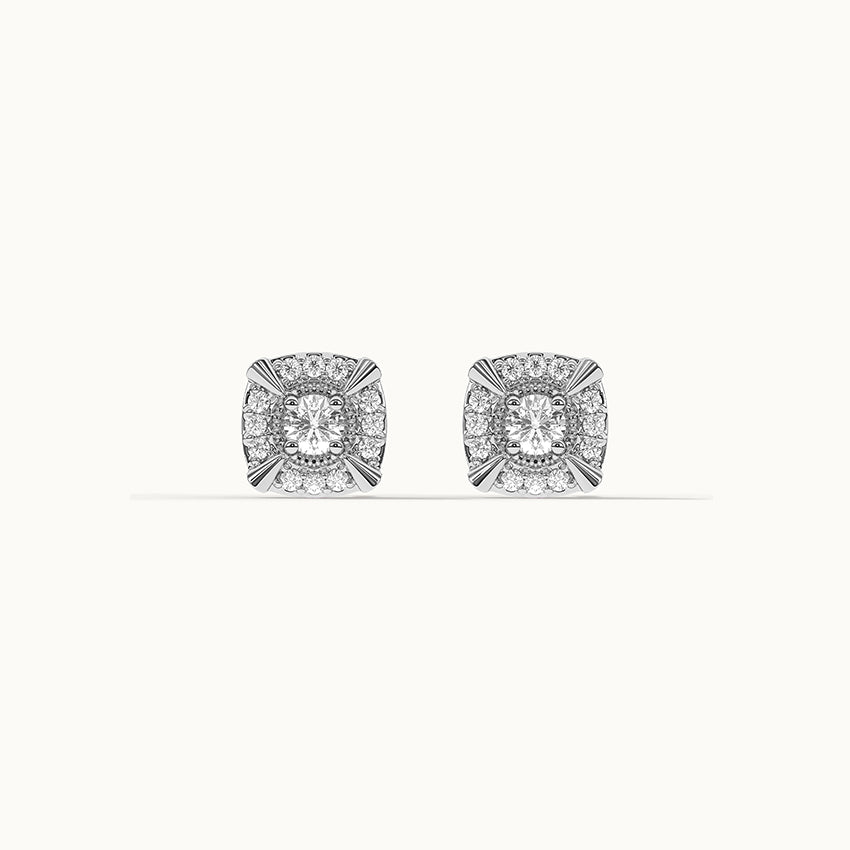 Cushion Halo Diamond Earrings,Sterling Silver,1/3 ct Lab Grown Diamond-7