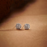 Cushion Halo Diamond Earrings,Sterling Silver,1/3 ct Lab Grown Diamond-1