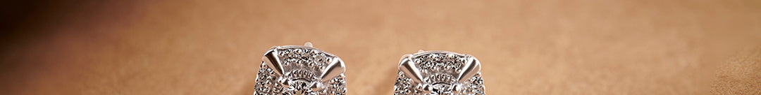 Cushion Halo Diamond Earrings, Sterling Silver, 1/3 ct Lab Grown Diamond-1