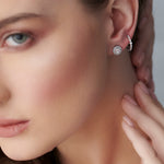 Cluster Halo Diamond Earrings, 14K Solid Gold, 3/8 ct Lab Grown Diamond-2