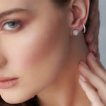 Cluster Halo Diamond Earrings, Sterling Silver, 3/8 ct Lab Grown Diamond-2