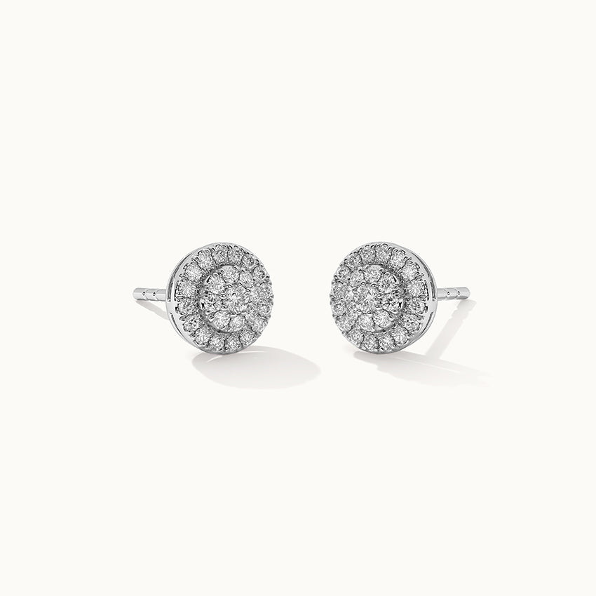 Cluster Halo Diamond Earrings, 14K Solid Gold, 3/8 ct Lab Grown Diamond-3