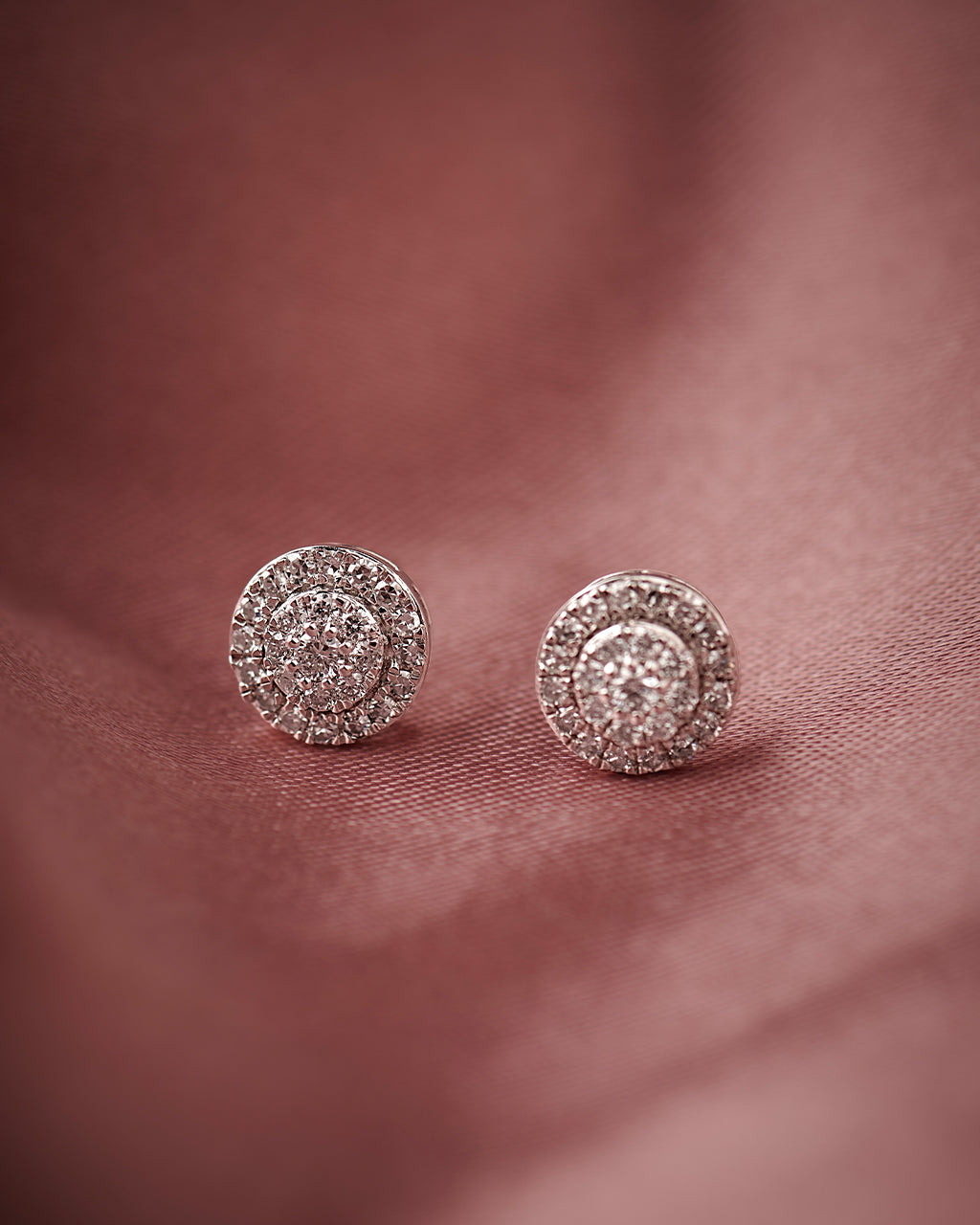Cluster Halo Diamond Earrings, 14K Solid Gold, 3/8 ct Lab Grown Diamond-5
