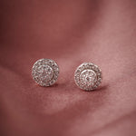Cluster Halo Diamond Earrings, 14K Solid Gold, 3/8 ct Lab Grown Diamond-5