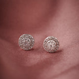 Cluster Halo Diamond Earrings, Sterling Silver, 3/8 ct Lab Grown Diamond-5