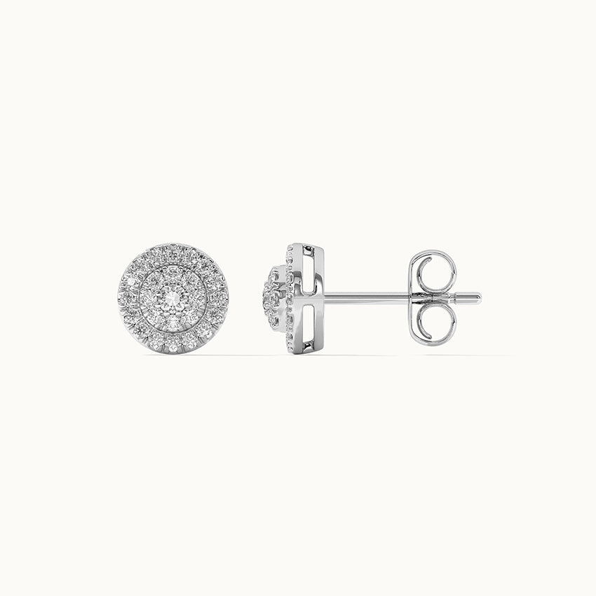 Cluster Halo Diamond Earrings, 14K Solid Gold, 3/8 ct Lab Grown Diamond-6