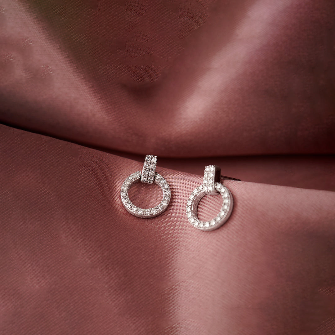Open Circle Diamond Earrings, Sterling Silver, 1/3 ct Lab Grown Diamond-1