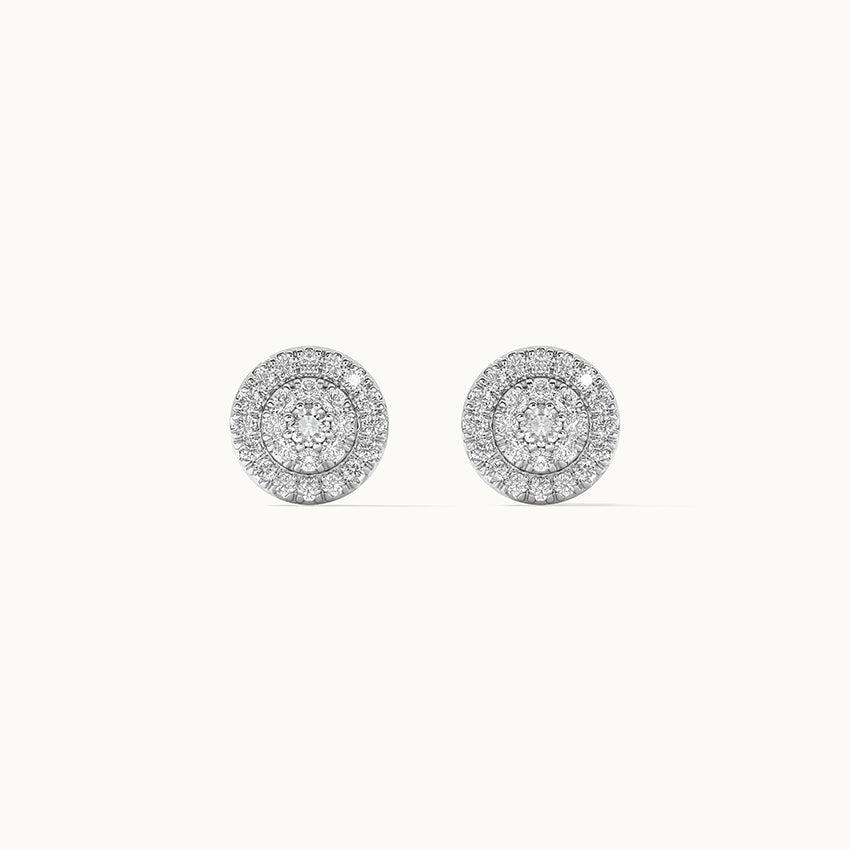 Cluster Halo Diamond Earrings, Sterling Silver, 3/8 ct Lab Grown Diamond-7