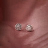 Cluster Halo Diamond Earrings, Sterling Silver, 3/8 ct Lab Grown Diamond-1