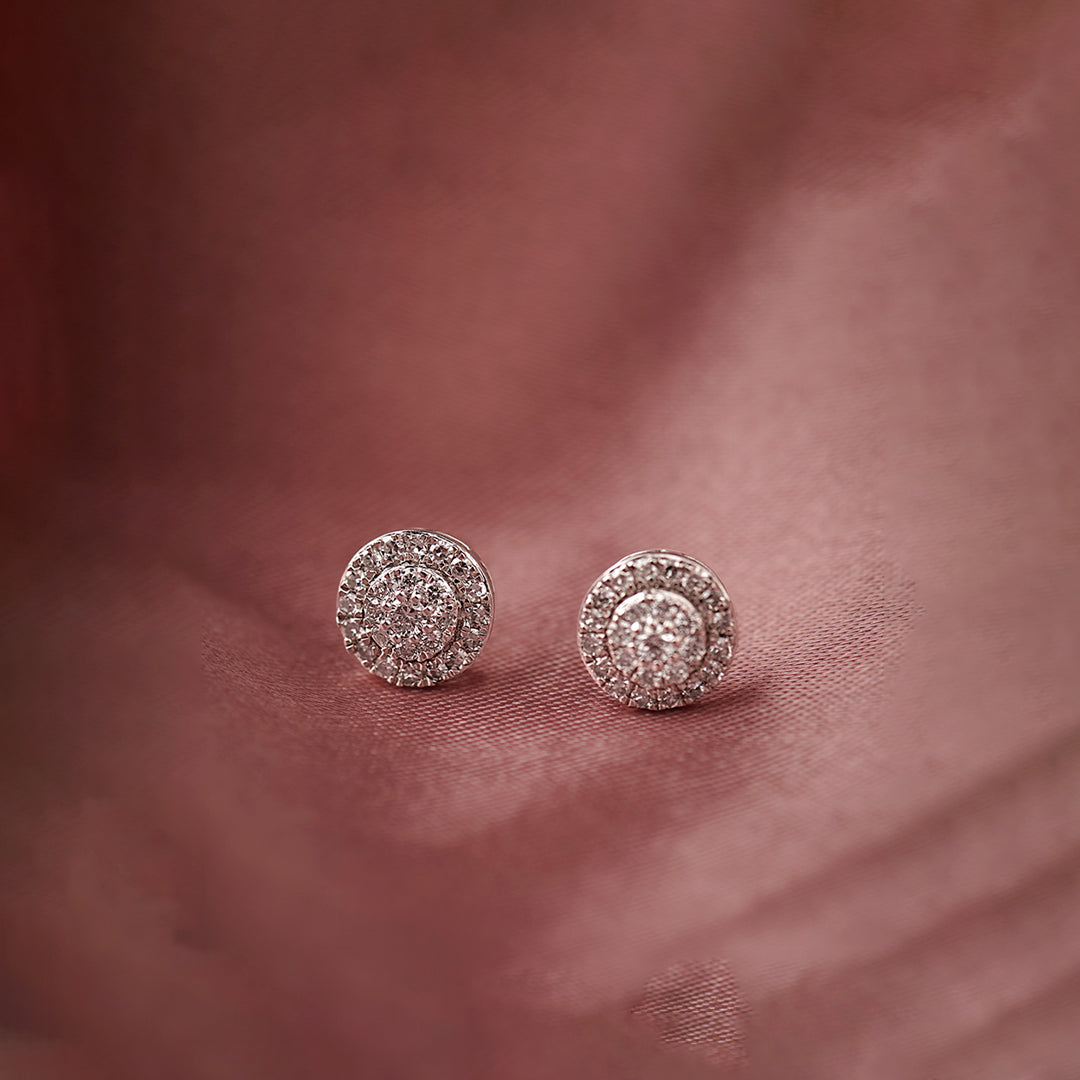 Cluster Halo Diamond Earrings, 14K Solid Gold, 3/8 ct Lab Grown Diamond-1