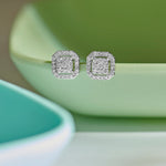 Octa Cluster Diamond Earrings, Sterling Silver, 1/2 ct Lab Grown Diamond-1