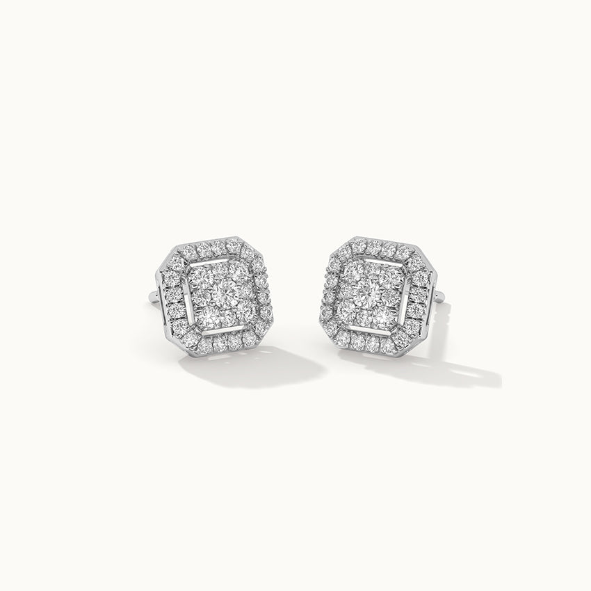 Octa Cluster Diamond Earrings, Sterling Silver, 1/2 ct Lab Grown Diamond-3