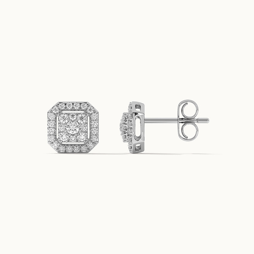 Octa Cluster Diamond Earrings, Sterling Silver, 1/2 ct Lab Grown Diamond-6