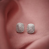 Rectangle Cluster Diamond Earrings, 14K Solid Gold, 1/2 ct Lab Grown Diamond-6