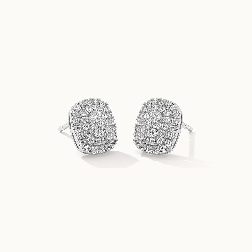 Rectangle Cluster Diamond Earrings, Sterling Silver, 1/2 ct Lab Grown Diamond-3