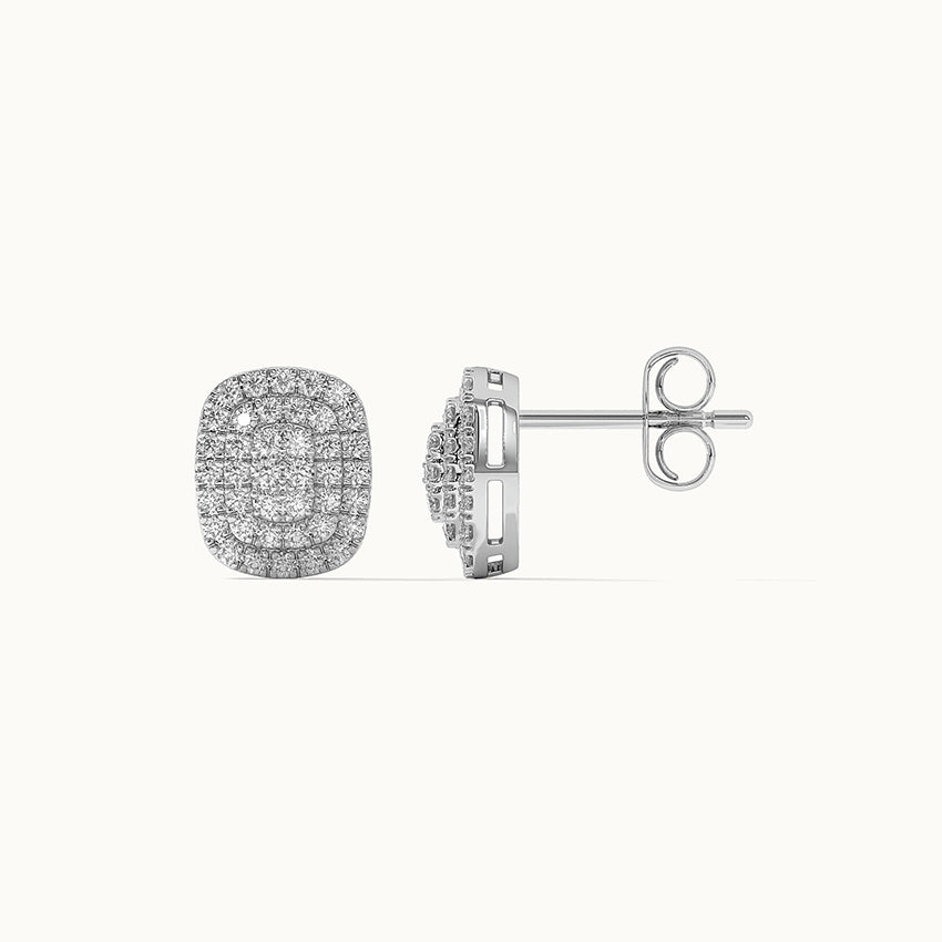 Rectangle Cluster Diamond Earrings, 14K Solid Gold, 1/2 ct Lab Grown Diamond-7
