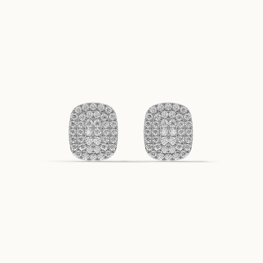 Rectangle Cluster Diamond Earrings