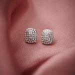 Rectangle Cluster Diamond Earrings, 14K Solid Gold, 1/2 ct Lab Grown Diamond-1
