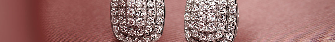 Rectangle Cluster Diamond Earrings, Sterling Silver, 1/2 ct Lab Grown Diamond-1